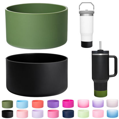 Picture of LONPARRY 2-Pack Silicone Boot for Stanley 40 30 oz Quencher Adventure Tumbler, Bottom Boot for Stanley IceFlow Flip 30 20 oz, Stanley Cup Protector Sleeve Cover Boots for Stanley 40 30 oz with Handle