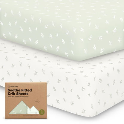 Picture of KeaBabies 2-Pack Organic Crib Sheets for Boys, Girls, Jersey Fitted Crib Sheet, Baby Crib Sheets Neutral, Cotton Breathable Crib Sheet, Cute Printed Crib Mattress Sheet, Baby Mattress Sheets (Herb)