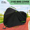 Picture of Topcrown Bike Cover Waterproof Outdoor Storage for 1/2/3 Bikes, Bicycle Cover Rain Sun UV Dust Wind Proof with Storage Bag for Mountain Road Bike/Ebike (210D Black+Green, XXL Size for 2 bikes)