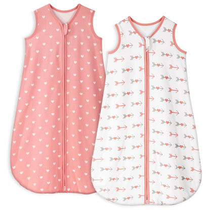 Picture of Yoofoss Baby Sleep Sack 0-6 Months TOG 1.0 Baby Wearable Blanket, 2 Pack 100% Cotton Infant Toddler Sleeping Sack 2-Way Zipper Lightweight Sleep Sack