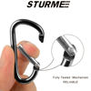 Picture of STURME 2" Aluminum D Ring Carabiners Clip D Shape Spring Loaded Gate Small Keychain Carabiner Clip Set Outdoor Camping Mini Lock Snap Hooks Spring Link Key Chain Durable Improved 24 PCS, Black