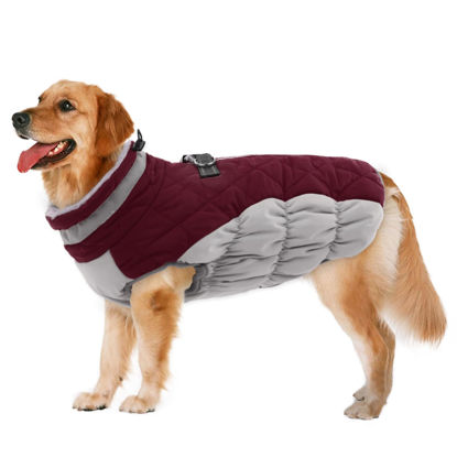 Picture of Lelepet Warm Dog Winter Coat,XXX-Large Dog Coat Waterproof Dog Jacket with Harness Dog Cold Weather Coats Windproof Reflective Dog Fleece Vest Turtleneck Zippered Dog Snowsuit Dog Coats for Large Dogs