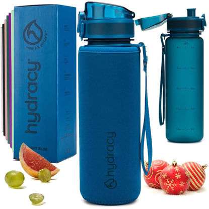 Picture of Hydracy Water Bottle with Time Marker - 500 ml 17 oz BPA Free Water Bottle -Leak Proof & No Sweat Gym Bottle with Fruit Infuser Strainer -Ideal for Fitness, Sports & Outdoors