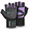 Picture of ihuan Ventilated Weight Lifting Gym Workout Gloves with Wrist Wrap Support for Men & Women, Full Palm Protection, for Weightlifting, Training, Fitness, Hanging, Pull ups