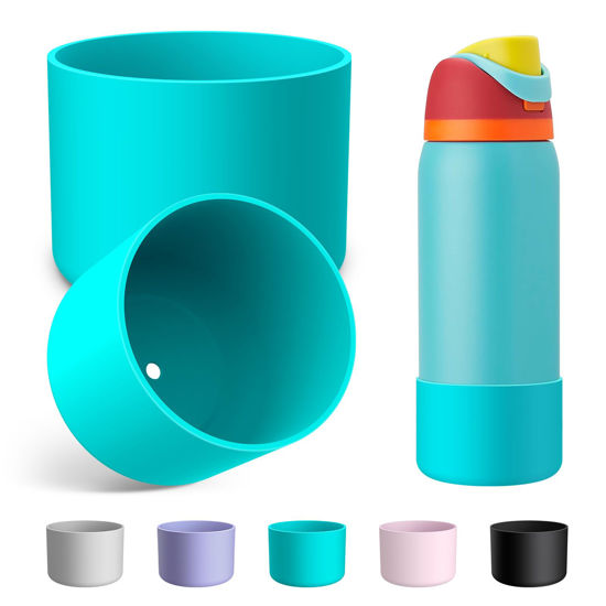 Picture of Alwenid 2PCS Silicone Water Bottle Boot for Owala 40 Oz, Anti-Slip Protective Sleeve Bottom Bumper Protector for FreeSip, Twist, and Flip Stainless Steel Water Bottles (Blue)