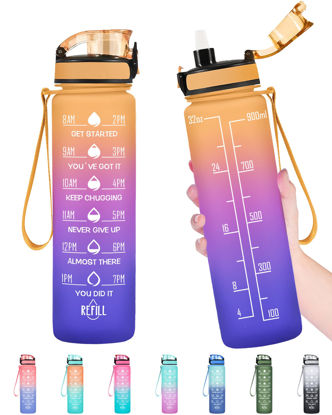 Picture of Enerbone 32 oz Water Bottle, Leakproof BPA & Toxic Free, Motivational Water Bottle with Times to Drink and Straw, Fitness Sports Water Bottle with Strap for Office, Gym, Outdoor Sports