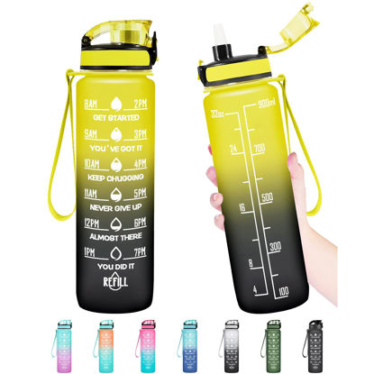 Picture of Enerbone 32 oz Water Bottle, Leakproof BPA & Toxic Free, Motivational Water Bottle with Times to Drink and Straw, Fitness Sports Water Bottle with Strap for Office, Gym, Outdoor Sports
