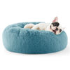 Picture of Bedsure Calming Dog Bed for Small Dogs - Donut Washable Small Pet Bed, 23 inches Anti-Slip Round Fluffy Plush Faux Fur Large Cat Bed, Fits up to 25 lbs Pets, Washed Blue
