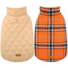 Picture of Kuoser Warm Dog Coat, Reversible Dog Jacket Waterproof Dog Winter Coat British Style Plaid Dog Clothes Pet Dog Cold Weather Coats Cozy Snow Jacket Vest for Small Medium Large Dogs Orange M