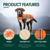 Picture of Kuoser Warm Dog Coat, Reversible Dog Jacket Waterproof Dog Winter Coat British Style Plaid Dog Clothes Pet Dog Cold Weather Coats Cozy Snow Jacket Vest for Small Medium Large Dogs Orange M