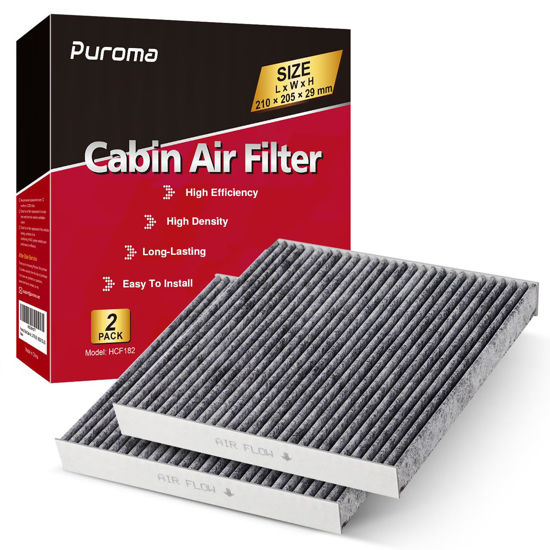 Picture of Puroma 2 Pack Cabin Air Filter with Activated Charcoal Layer Replacement for CP182, CF11182, Honda Civic, Clarity, CR-V, CR-Z, HR-V, Fit, Insight, Odyssey, Acura MDX, RDX, TLX, INTEGRA