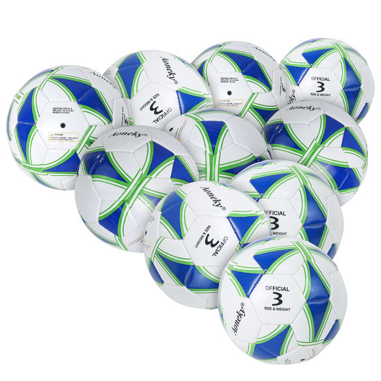Picture of Aoneky Kids Soccer Ball - Eco-Friendly 2.5mm PVC Leather, Durable Machine-Stitched Design, Ball Pump Included (Size 3-10 Deflated Balls with Pump)