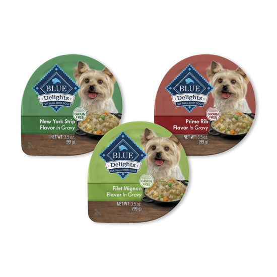 Picture of Blue Buffalo Delights Natural Adult Small Breed Wet Dog Food Cups, Pate Style, Prime Rib, NY Strip, and Filet Mignon 3.5-oz (24 Pack- 8 of Each Flavor)