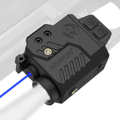 Picture of Solofish 700 Lumens Adjustable Pistol Light Laser Combo, Strobe Function Blue Laser and Tactical Light Fits for Full Size & Compact with Rail
