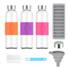 Picture of Zukro Glass Water Bottles with Lids 18 oz, Reusable Clear Juice Bottles with Stainless Steel Airtight Cap for Juicing, Leak Proof Drinking Bottles with Silicone Grip Sleeve, BPA Free, Set of 3
