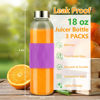 Picture of Zukro Glass Water Bottles with Lids 18 oz, Reusable Clear Juice Bottles with Stainless Steel Airtight Cap for Juicing, Leak Proof Drinking Bottles with Silicone Grip Sleeve, BPA Free, Set of 3