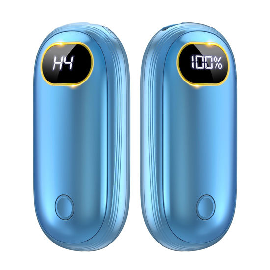 Picture of Hand Warmers Rechargeable - 14000mAh Electric Hand Warmers Rechargeable 2 Pack Heat Up to 131℉ with 18Hrs Warmth, Reusable Electronic Portable Pocket Heater for Women Man Golf Raynauds Camping
