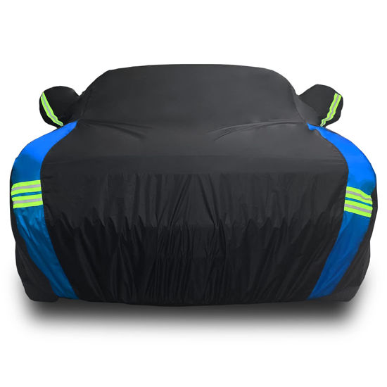 Picture of Avecrew Dodge Challenger Car Cover Waterproof All Weather for Automobiles, Outdoor Full Exterior Covers Fit 2008-2023 Dodge Challenger with Windproof Strap and Driver Door Zipper