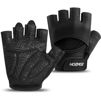 Picture of HOZMOZ Ventilated Weight Lifting Gloves, Thick Padded Gym Gloves for Women Men, Workout Gloves with Full Palm Protection & Grip & Shock Absorption Fitness Training Exercise Gloves