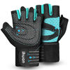 Picture of ihuan Ventilated Weight Lifting Gym Workout Gloves with Wrist Wrap Support for Men & Women, Full Palm Protection, for Weightlifting, Training, Fitness, Hanging, Pull ups