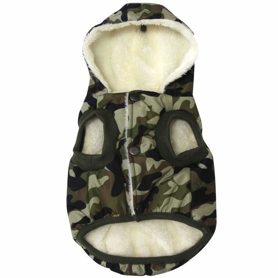 Picture of Vecomfy Fleece Lining Extra Warm Dog Hoodie in Winter,Small Dog Jacket Puppy Coats with Hooded,Green Camo XS