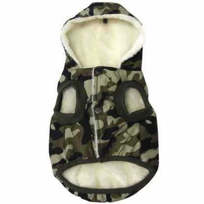 Picture of Vecomfy Fleece Lining Extra Warm Dog Hoodie in Winter,Small Dog Jacket Puppy Coats with Hooded,Green Camo S