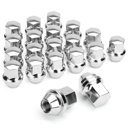 Picture of Dynofit M14×1.5 OEM Lug Nuts Fit Do-dge Bui-ck Cadi-llac Chry-sler 20× Sliver Nuts Hex 22mm(7/8')' Height 1.5'' Conical Cone Bulge Seat