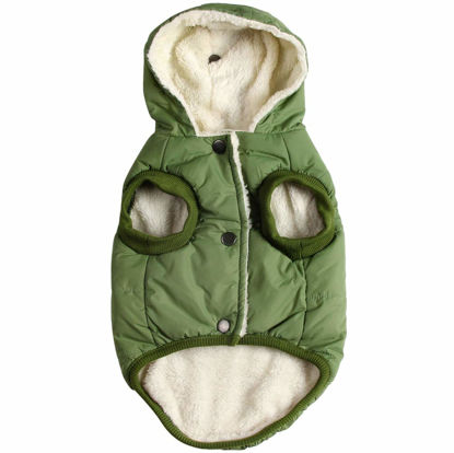 Picture of Vecomfy Fleece Lining Extra Warm Dog Hoodie in Winter,Small Dog Jacket Puppy Coats with Hooded Green XS