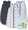 Picture of Cute Castle Baby Sleep Sack 12-18 Months - Lightweight 100% Cotton 2-Way Zipper TOG 0.5 Infant Wearable Blanket, Newborn Essentials Toddler Sleep Clothes, 3 Pack(Dark gray, Light gray, Bear)