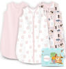 Picture of Cute Castle Baby Sleep Sack 6-12 Months - Lightweight 100% Cotton 2-Way Zipper TOG 0.5 Infant Wearable Blanket, Newborn Essentials Toddler Sleep Clothes, 3 Pack(Pink, Bear, Bear Claw)