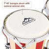 Picture of EastRock Bongo Drum 7" and 8" Set for Adults Kids Beginners Professionals Tunable Wood Bongos and Metal Drum Percussion Instruments with Bag and Tuning Wrench
