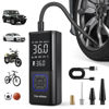 Picture of Powools Cordless Tire Inflator Portable Air Compressor - 150PSI Air Pump with Auto Shutoff Function for Car Tires, Inflatables, Motorcycle, Balls, Compact Bike Tire Pump with LED Light, Blue, Large