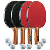 Picture of JP WinLook Ping Pong Paddles Sets of 4 - Portable Table Tennis Paddle Set with Ping Pong Paddles Professional Case & Ping Pong Balls - Premium Table Tennis Racket Player Set for Indoor & Outdoor Games
