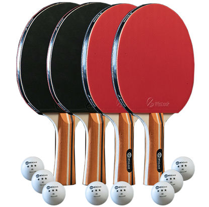 Picture of JP WinLook Ping Pong Paddles Sets of 4 - Portable Table Tennis Paddle Set with Ping Pong Paddles Professional Case & Ping Pong Balls - Premium Table Tennis Racket Player Set for Indoor & Outdoor Games