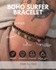 Picture of 2x Boho Surfer Bracelet Set Women & Men - Handmade Summer Beach Bracelets - Adjustable & 100% Waterproof - Festival Accessories - Beaded & Braided (Tiger-Eyes & Safari)