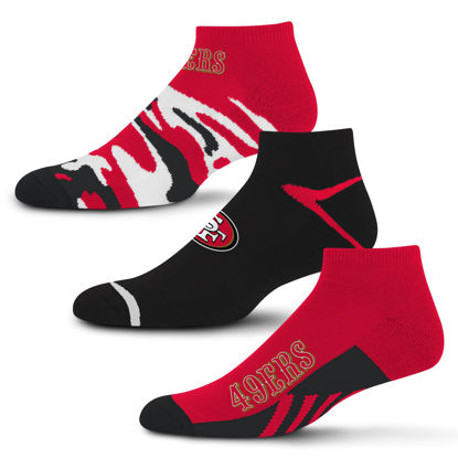 Picture of For Bare Feet NFL San Francisco 49ers CAMO Boom 3 Pack Ankle Sock Team Colors Large