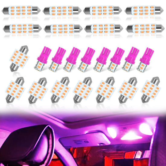 Picture of YOGEIER Car LED Bulb, Pink, 24 Sets, Compatible with All Vehicles, Wide Range of Applications, Easy Installation