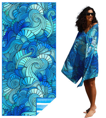 Picture of Microfiber Thin Lightweight Beach Towel Sand Free Quick Dry Absorbent Compact Towels for Swimming Pool Camping Beach Accessories Large Easy Pack Travel Things for Vacation Essentials Adult Gift