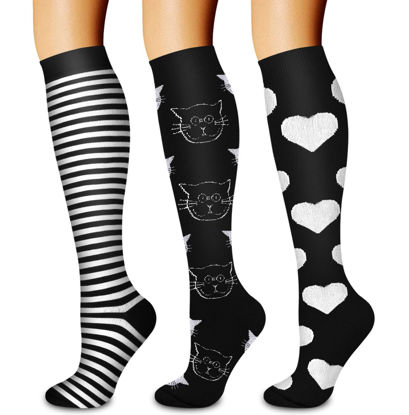 Picture of Laite Hebe 3 Pack Medical Compression Sock-Compression Sock for Women and Men-Best for Running,Nursing,Sports