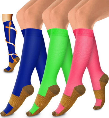 Picture of Laite Hebe 3 Pack Medical Compression Sock-Compression Sock for Women and Men-Best for Running,Nursing,Sports
