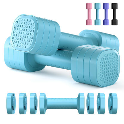 Picture of Zempox Adjustable Dumbbell Set of 2, 4 in 1 Free Weights Dumbbells Set for Women, Hand Weights for Women at Home, Each 2lb 3lb 4lb 5lb with TPU Soft Rubber Handle for Home Gym Exercise Training