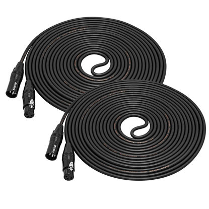 Picture of MIKIZ XLR Male to Female Audio Cables 25ft 2 Packs Premium Balanced Microphone Patch Cords 3-pin