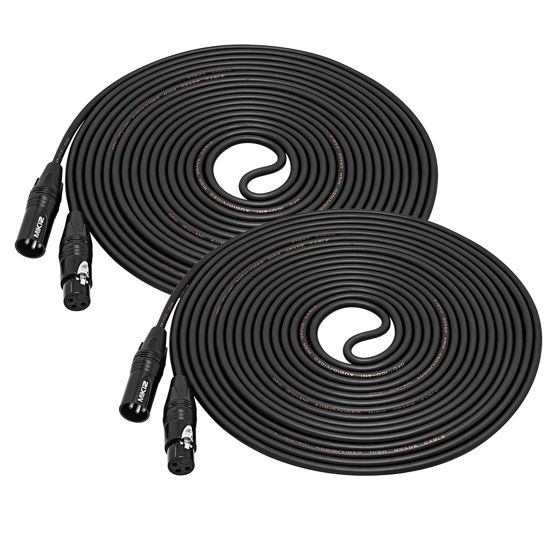Picture of MIKIZ XLR Male to Female Audio Cables 25ft 2 Packs Premium Balanced Microphone Patch Cords 3-pin