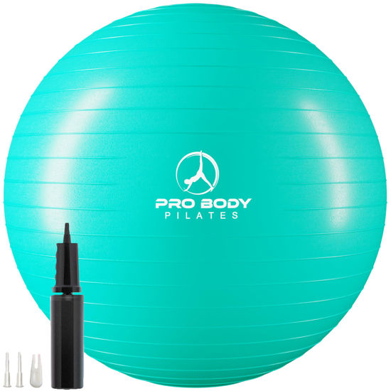 Picture of ProBody Pilates Ball Exercise Ball, Yoga Ball Chair, Multiple Sizes Stability Ball Chair, Gym Grade Birthing Ball for Pregnancy, Fitness, Balance, Workout and Physical Therapy Ball (Aqua, 75 cm)