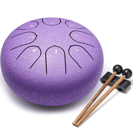 Picture of Steel Tongue Drum Musical Instruments: 6 Inch 8 Notes Metal Hand Drums, Music Gifts for Family Friends (Lavender)