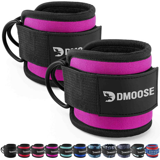 Picture of DMoose gym ankle straps - One Size Fit with Premium Padding, cable machine ankle straps, ankle clips for cable machine, Booty Workouts, Leg Extension, Hip Abductors