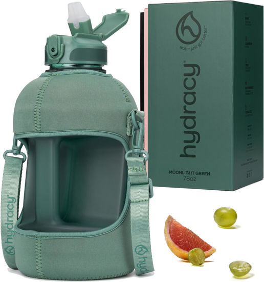 Picture of Hydracy 2.3L BPA-Free Tritan Plastic Water Bottle with Adjustable Shoulder Strap, Spill-Proof Lid, and Convenient Silicon Spout for Hydration on the Go