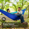 Picture of Durable Hammock 550 lb Capacity - Lightweight Nylon Camping Hammock Chair - Double or Single Sizes w/Tree Straps and Attached Carry Bag - Portable for Travel/Backpacking/ (Navy & Light Blue, X-Large)