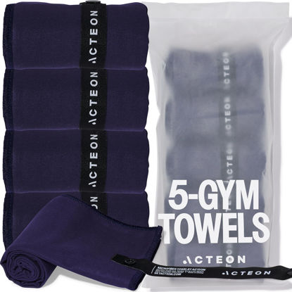 Picture of Acteon Microfiber Quick Dry Gym Towel, Silver ION Odor-Free Mega Absorbent Fiber, Fast Drying, Men & Women Workout Towels for Body Sweat, Beach Camping, Travel
