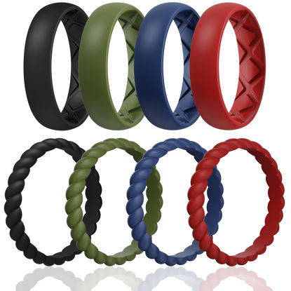 Picture of Egnaro Silicone Wedding Bands Women, Inner Arc Ergonomic Breathable Design Silicone Rubber Wedding Bands Rubber Rings for Women